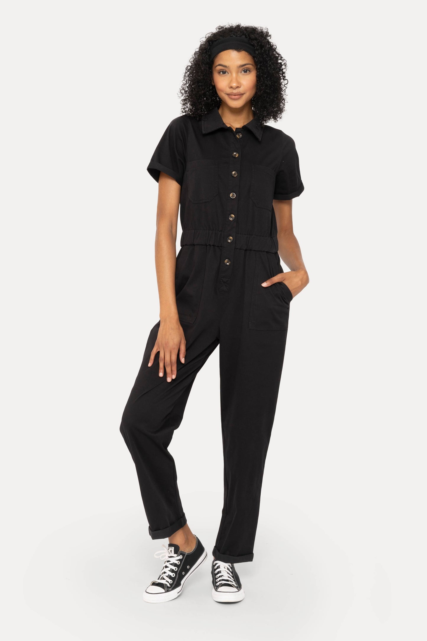 Short Sleeve Utility Style Jumpsuit