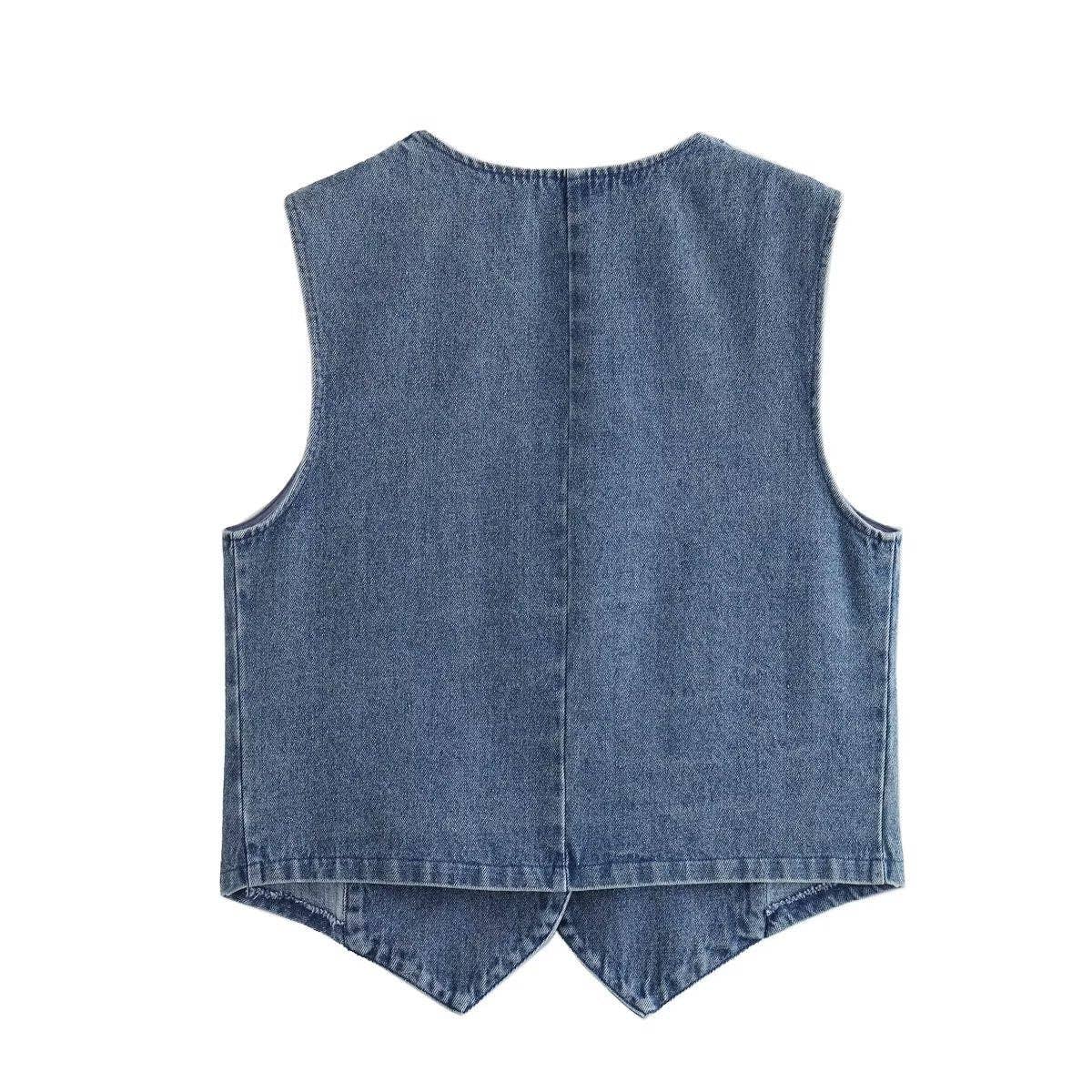 V-Neck Denim Vest