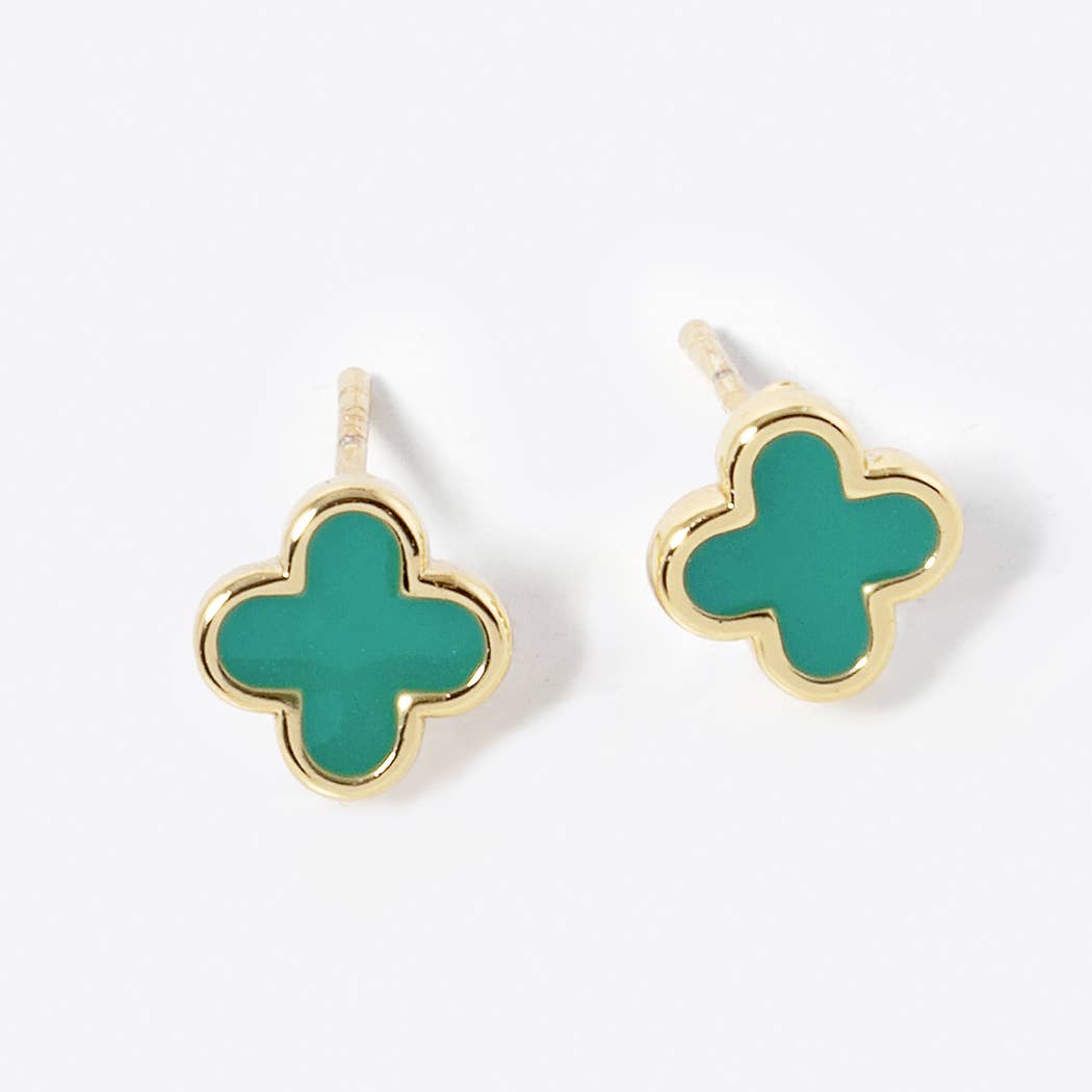 Gold-Dipped Clover Earrings- Black