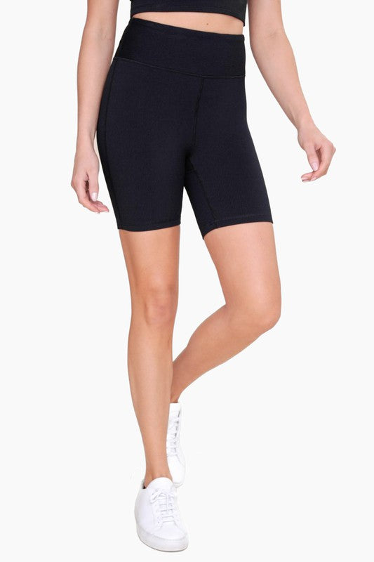 Ribbed High-Waist Bike Shorts