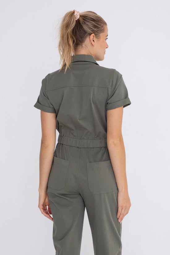 Short Sleeve Utility Style Jumpsuit