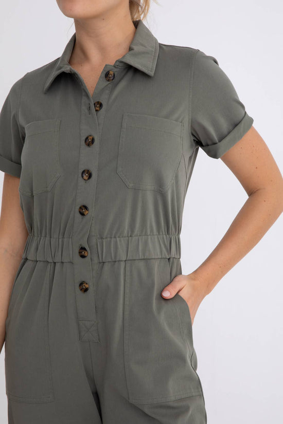 Short Sleeve Utility Style Jumpsuit