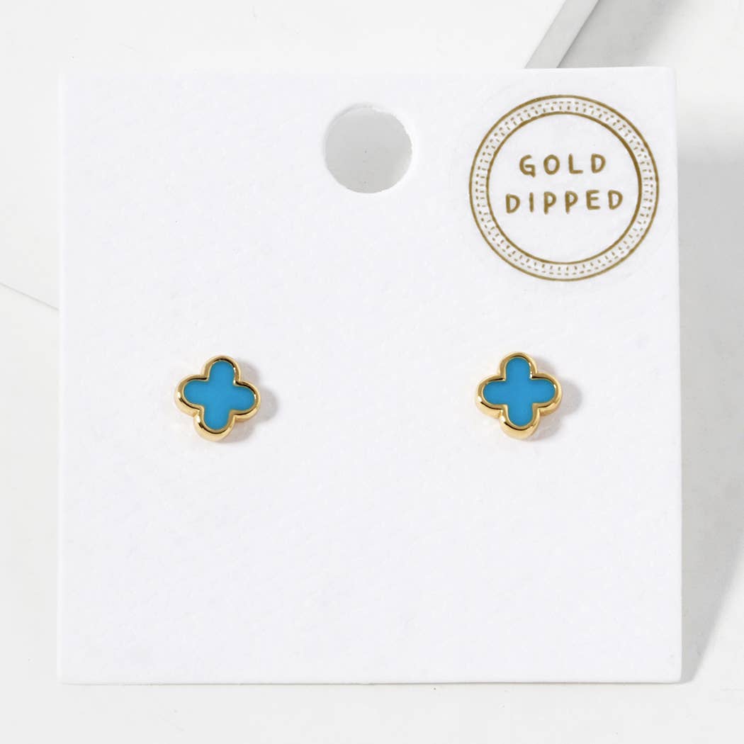 Gold-Dipped Clover Earrings- Black