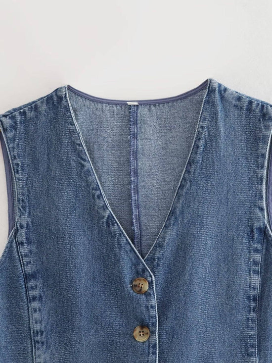 V-Neck Denim Vest