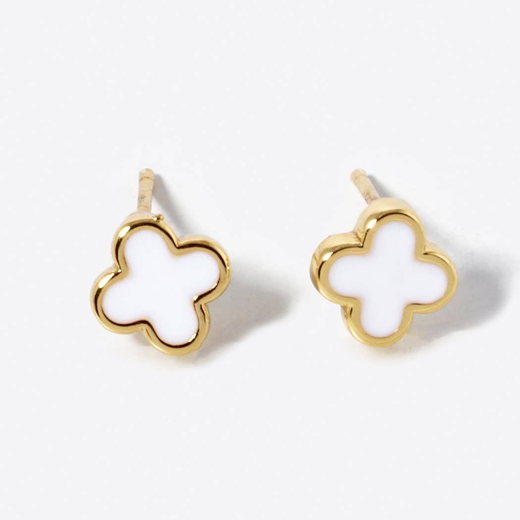 Gold-Dipped Clover Earrings- Black