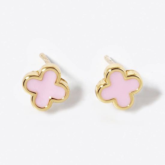 Gold-Dipped Clover Earrings- Black