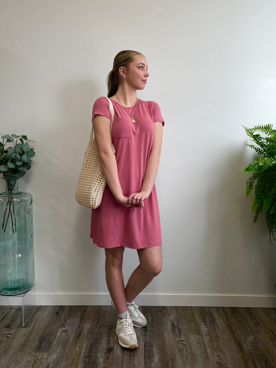 Heather T-shirt Dress-Pink