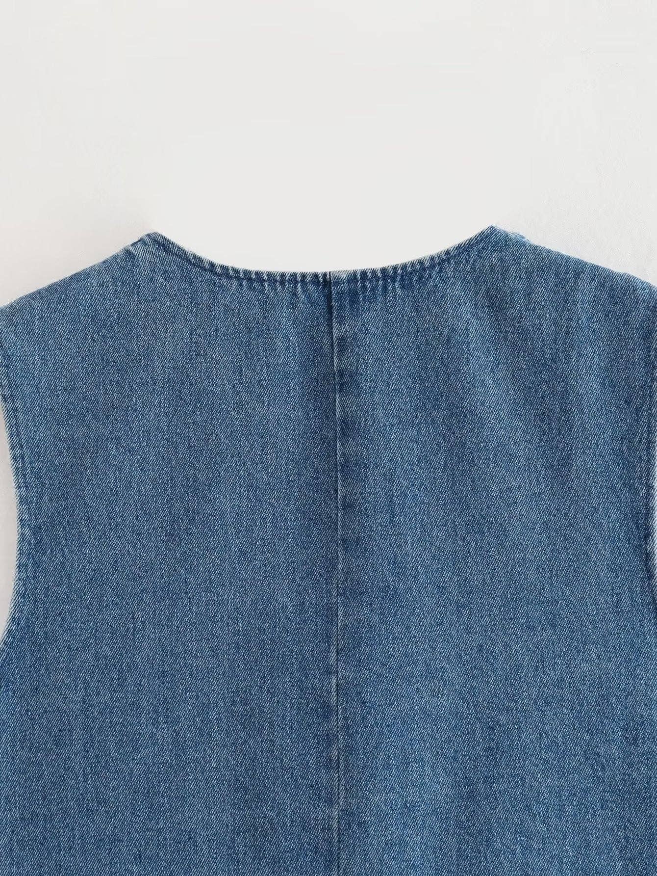 V-Neck Denim Vest