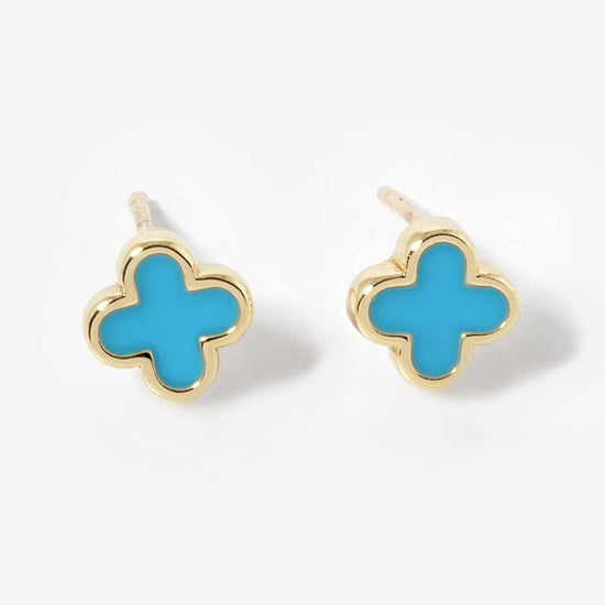 Gold-Dipped Clover Earrings- Black