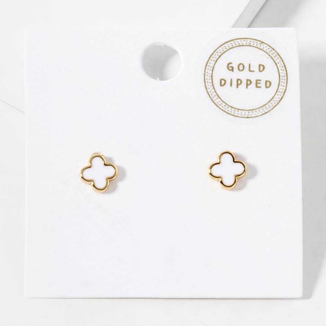 Gold-Dipped Clover Earrings- Black