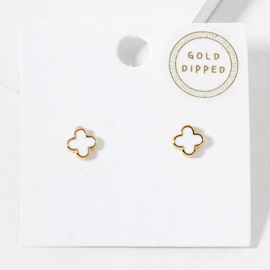 Gold-Dipped Clover Earrings- Black